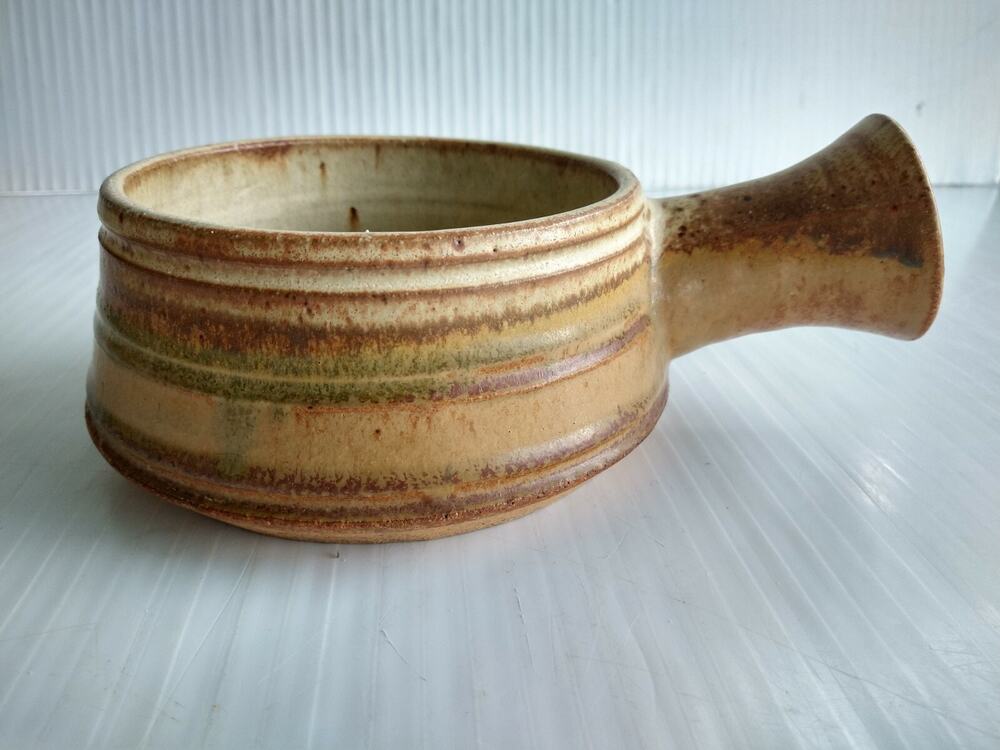 Studio Pottery Stoneware Bowl With Single Handle - Signed Denny '61